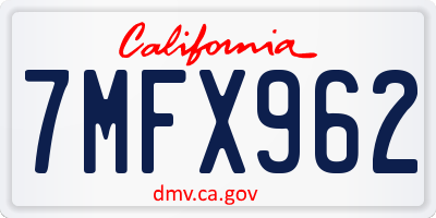 CA license plate 7MFX962