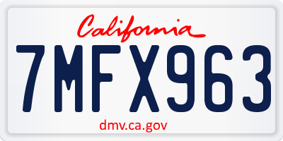 CA license plate 7MFX963