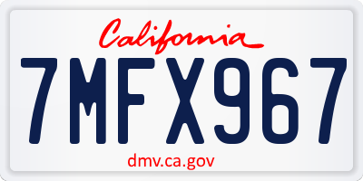 CA license plate 7MFX967