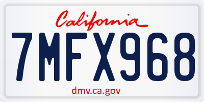 CA license plate 7MFX968
