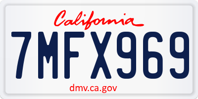 CA license plate 7MFX969