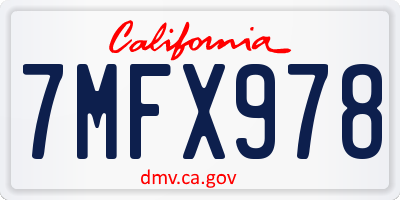 CA license plate 7MFX978