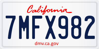 CA license plate 7MFX982