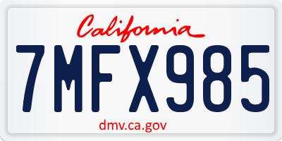 CA license plate 7MFX985