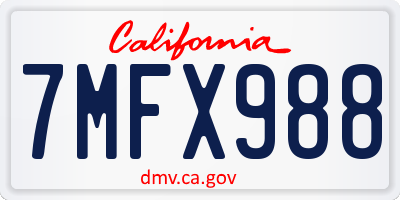 CA license plate 7MFX988
