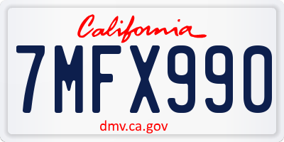 CA license plate 7MFX990