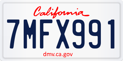 CA license plate 7MFX991