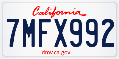 CA license plate 7MFX992