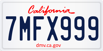 CA license plate 7MFX999
