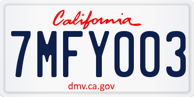 CA license plate 7MFY003
