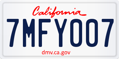 CA license plate 7MFY007