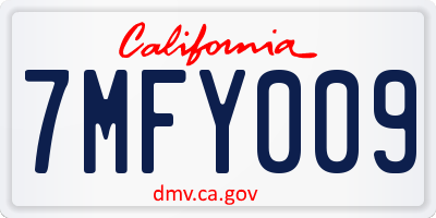 CA license plate 7MFY009