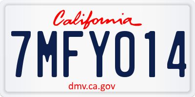 CA license plate 7MFY014