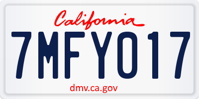 CA license plate 7MFY017