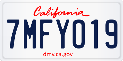 CA license plate 7MFY019