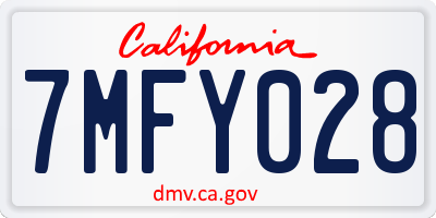 CA license plate 7MFY028