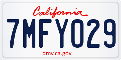 CA license plate 7MFY029