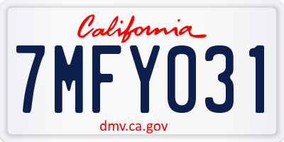 CA license plate 7MFY031
