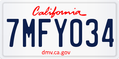 CA license plate 7MFY034