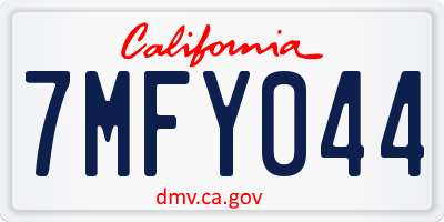 CA license plate 7MFY044
