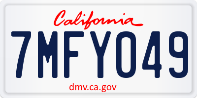 CA license plate 7MFY049
