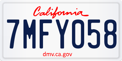 CA license plate 7MFY058