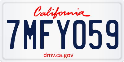CA license plate 7MFY059
