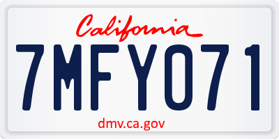 CA license plate 7MFY071