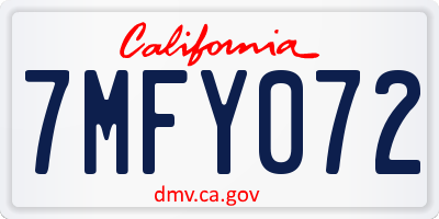 CA license plate 7MFY072