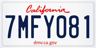 CA license plate 7MFY081