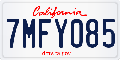 CA license plate 7MFY085