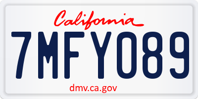CA license plate 7MFY089