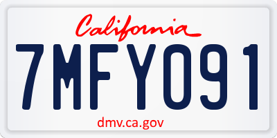 CA license plate 7MFY091