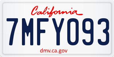 CA license plate 7MFY093