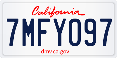 CA license plate 7MFY097