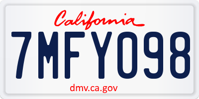 CA license plate 7MFY098