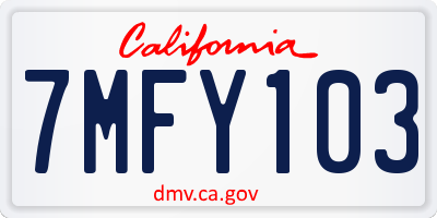 CA license plate 7MFY103