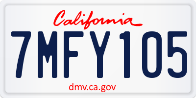 CA license plate 7MFY105
