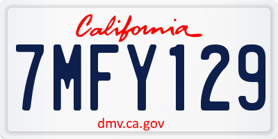 CA license plate 7MFY129