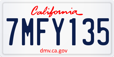 CA license plate 7MFY135