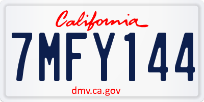 CA license plate 7MFY144
