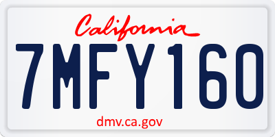 CA license plate 7MFY160
