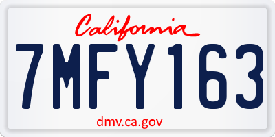 CA license plate 7MFY163