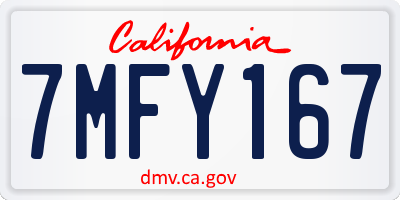 CA license plate 7MFY167