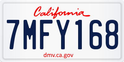 CA license plate 7MFY168