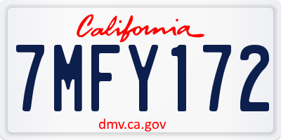 CA license plate 7MFY172