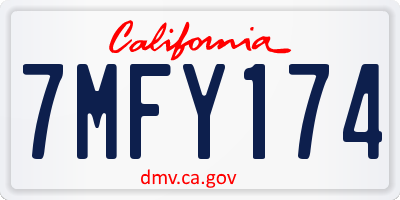 CA license plate 7MFY174