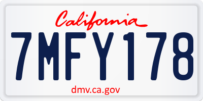 CA license plate 7MFY178