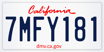 CA license plate 7MFY181