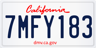 CA license plate 7MFY183